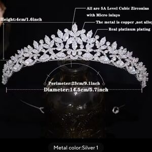 Elegant Silver Floral Crystal Tiara